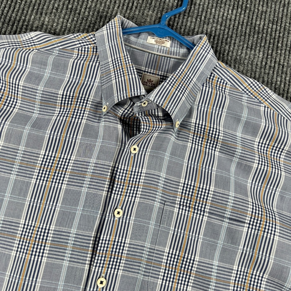 Peter Millar Shirt Mens 2XL XXL Blue Plaid Long Sleeve Button Down Dress Casual
